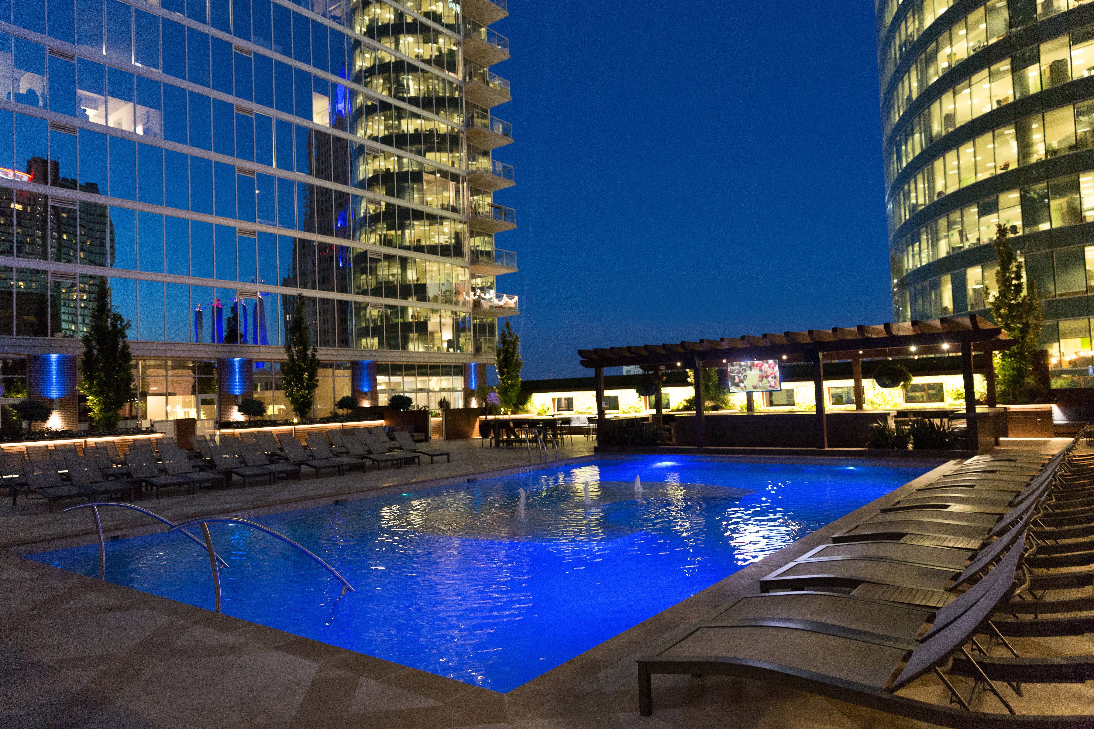 Poolside view outside in the Power and Light District