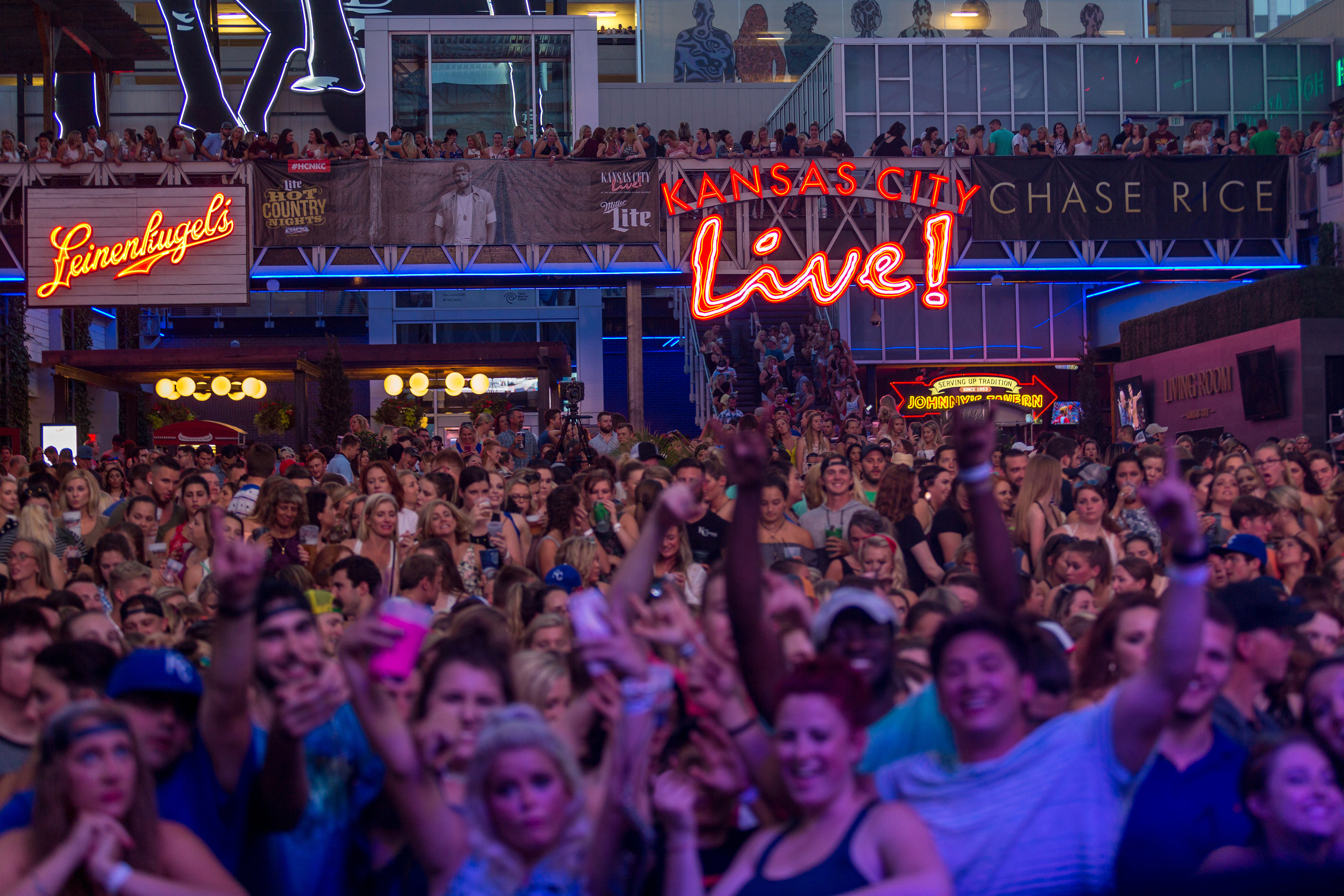 Cheering crowd shot at KC Live Entertainment venue